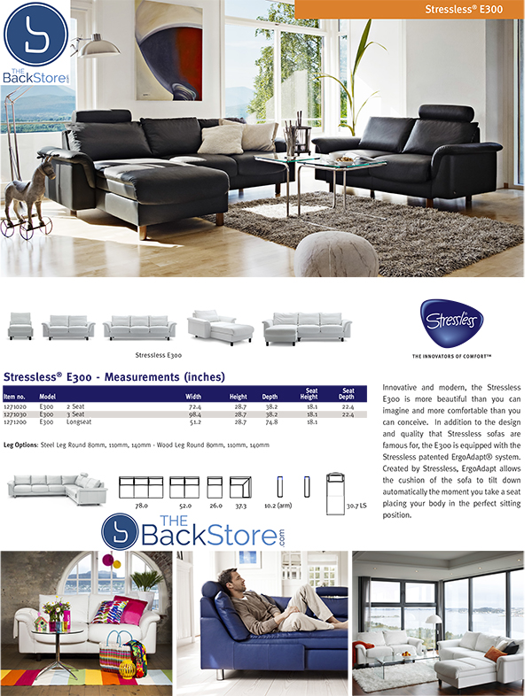 Stressless E300 Leather Sofa Loveseat Measurements Dimensions