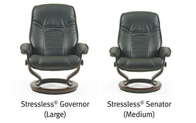 Stressless Governor amd Senator Paloma Black Leather Recliner and Ottoman