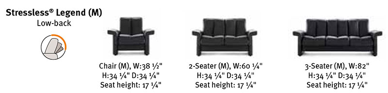 Stressless Legend Low Back Sofa Ekornes Dimensions