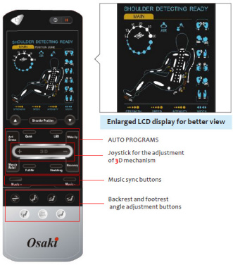 Osaki OS-3D Pro Dreamer Massage Chair Recliner Remote Control