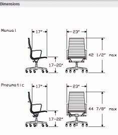 Eames Executive Chair by Herman Miller Dimensions