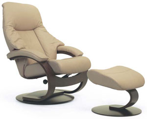 Fjords Giske Ergonomic Recliner Chair and Ottoman C Frame Scandinavian Lounger