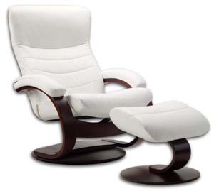 Fjords Trandal Ergonomic Recliner Chair and Ottoman C Frame Scandinavian Lounger