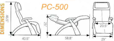 Human Touch Series 2 PC-500 Power Classic Silhouette Power Perfect Chair Dimensions